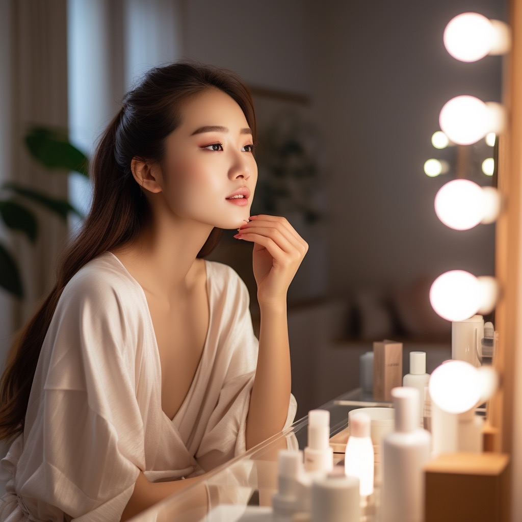 A-Korean-woman-putting-on-a-make-up